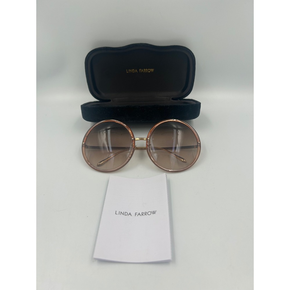 Linda Farrow Selene Round Sunglasses Gold Gradient Oversized Designer Eyewear